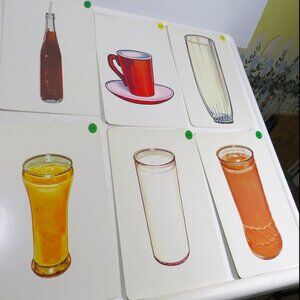 Peabody FOOD Drinks (6) cards 1960s Vintage Artwork
